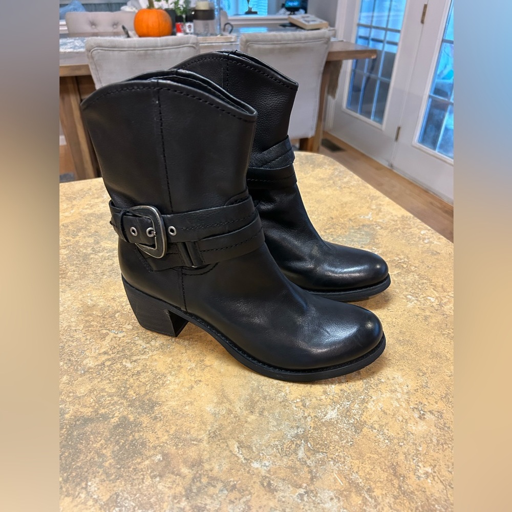 Nine West Black Leather Moto Boots
